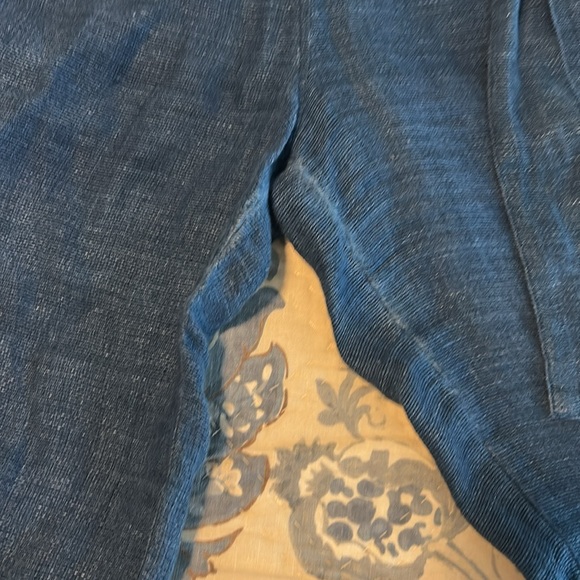 Stylish Blue Linen Tie-Waist Pants with Belt, Size Large - Picture 7 of 7